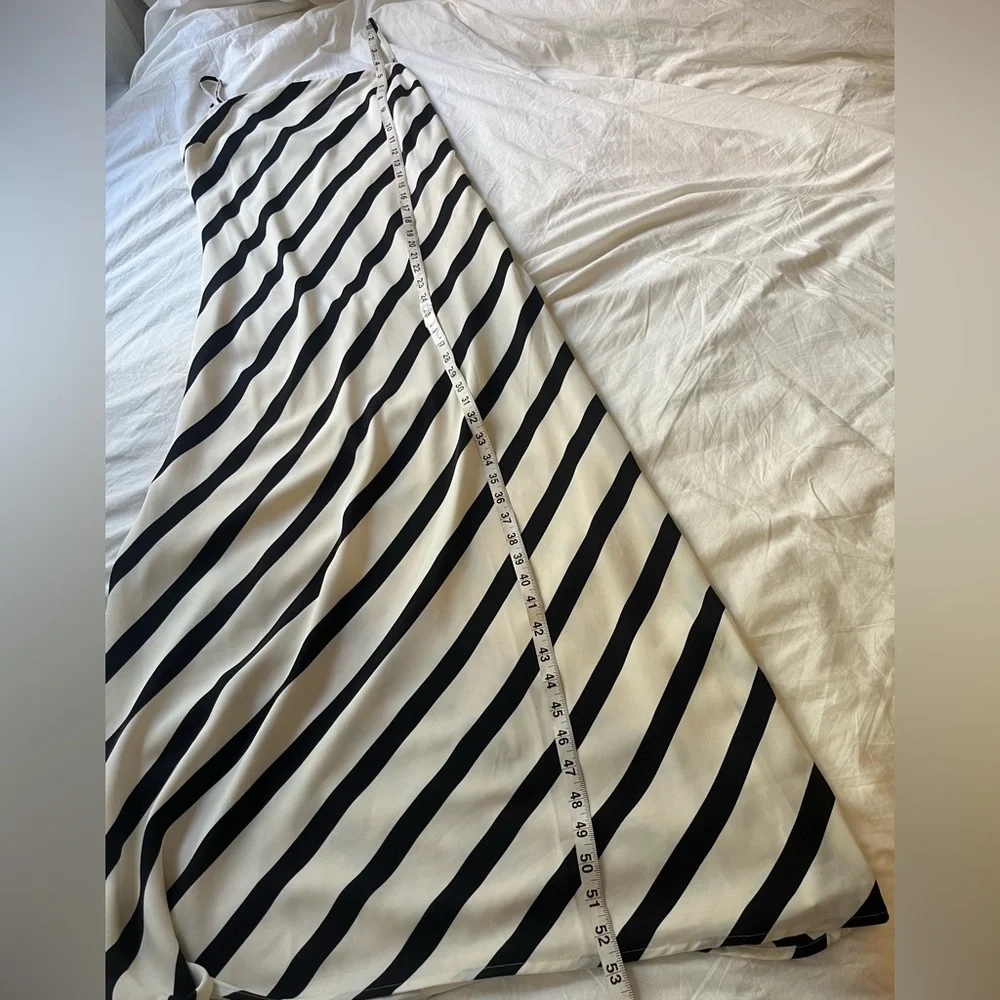 NWT Black and White Striped Satin Slip Maxi Dress size Medium Tall